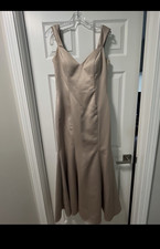 Bridesmaid Dress Sleeveless V-Neck Taupe Regular Size 8