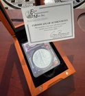 1986 (S) Silver Eagle ANACS MS70 w/COA and Wooden Clear Top Display Case