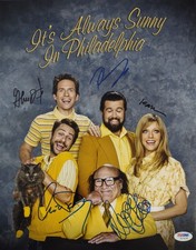 Always Sunny IASIP FULL CAST SIGNED 11x14 Photo PSA LOA Danny Devito Charlie Day