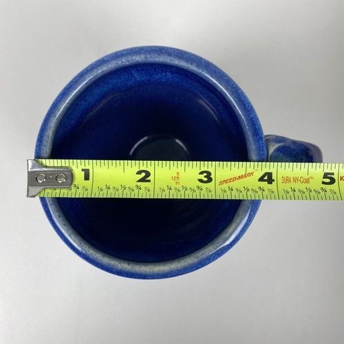 Tazza caffè ceramica gatto blu 4,5" smaltata pesante 3D gres artigianale 2003 - Foto 8 di 9