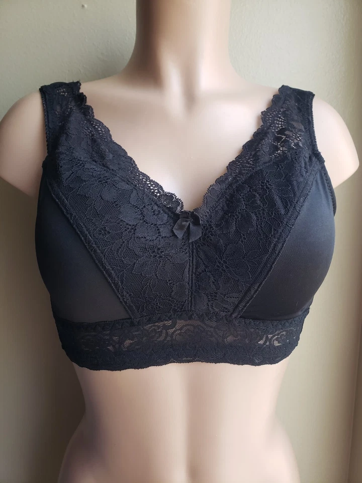 Rhonda Shear Lace Wireless Bra Medium NWOT Black - Image 3 of 4