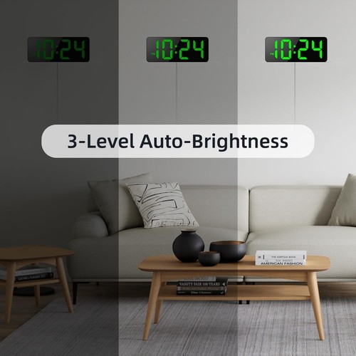 Wall Clock - LED Digital Wall Clock with Large Display, Big Digits, Auto-Dimming - Picture 17 of 41