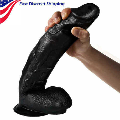 12" Inch Huge Realistic Dildo Black BBC Big Penis STRONG Suction Cup Sex Toy - Picture 1 of 5