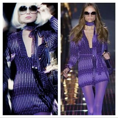 Gucci V Neck Purple 1970s Inspired Mini Dress | eBay