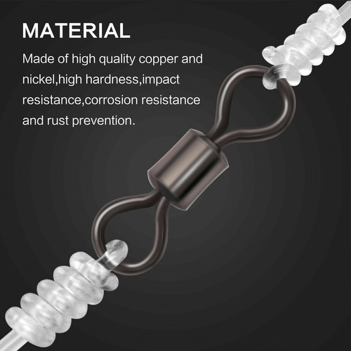 Fishing Rolling Swivel Barrel Bearing Black Nickel Hook Line Connector 10#-10/0# - Picture 9 of 36