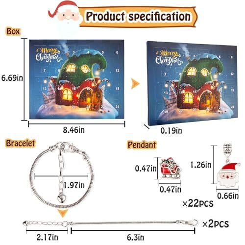 Christmas Advent Calendar Bracelets 2024 for Girls 24 Days Xmas Countdown - Bild 6 von 7