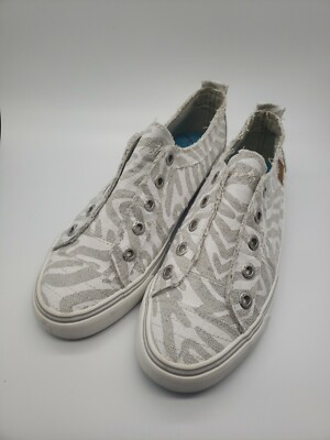 Women's Blowfish Malibu Play Sneaker Shoes White Zebra Print