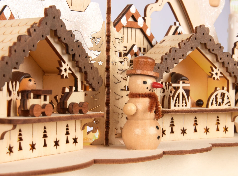 Lichterbogen LED Weihnachten Schwibbogen Holz Weihnachtsmarkt 31 x 41 x 11 cm - Bild 4 von 4