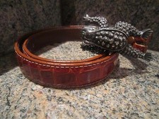 Kieselstein-Cord Sterling Toad Buckle with Brown Alligator Belt Size 1