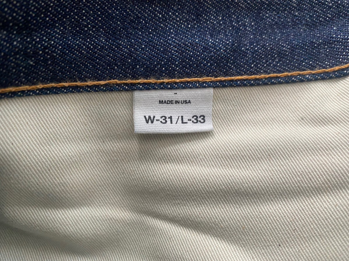 Ron Herman Huron Raw Indigo Selvedge Denim sz 31x33 USA Made Slim