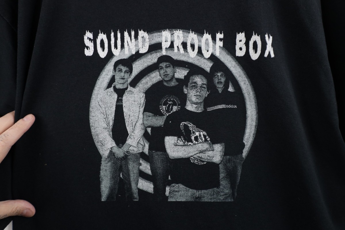 Vintage Y2K Streetwear Mens XL Distressed Sound Proof Box Band T-Shirt Black View 5