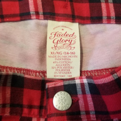 Faded Glory Red Plaid Jeans Pants - Girls XL Woman’s XS - Picture 8 of 13