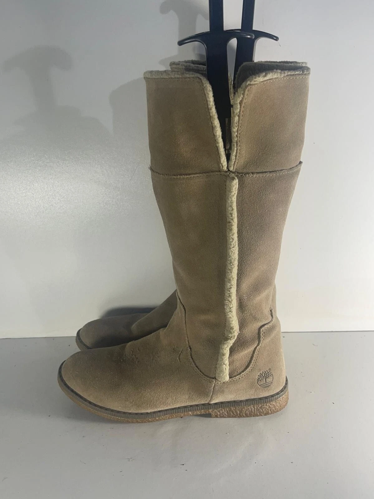 Stivali Timberland ragazza donna misura 4(37) beige ecopelle scamosciata stivali al ginocchio B23