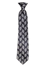 City Streets Boys' 100 Silk Geometric Gray Clip-On Neck Tie 2 3/4" x 14"