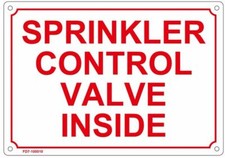 Sprinkler Shutoff Valve Inside Sign, Aluminum, 10" x 12" RUST FREE ref1020