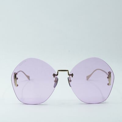 New GUCCI GG1203S 001 Gold/Violet With Gold Chain 65-16-140