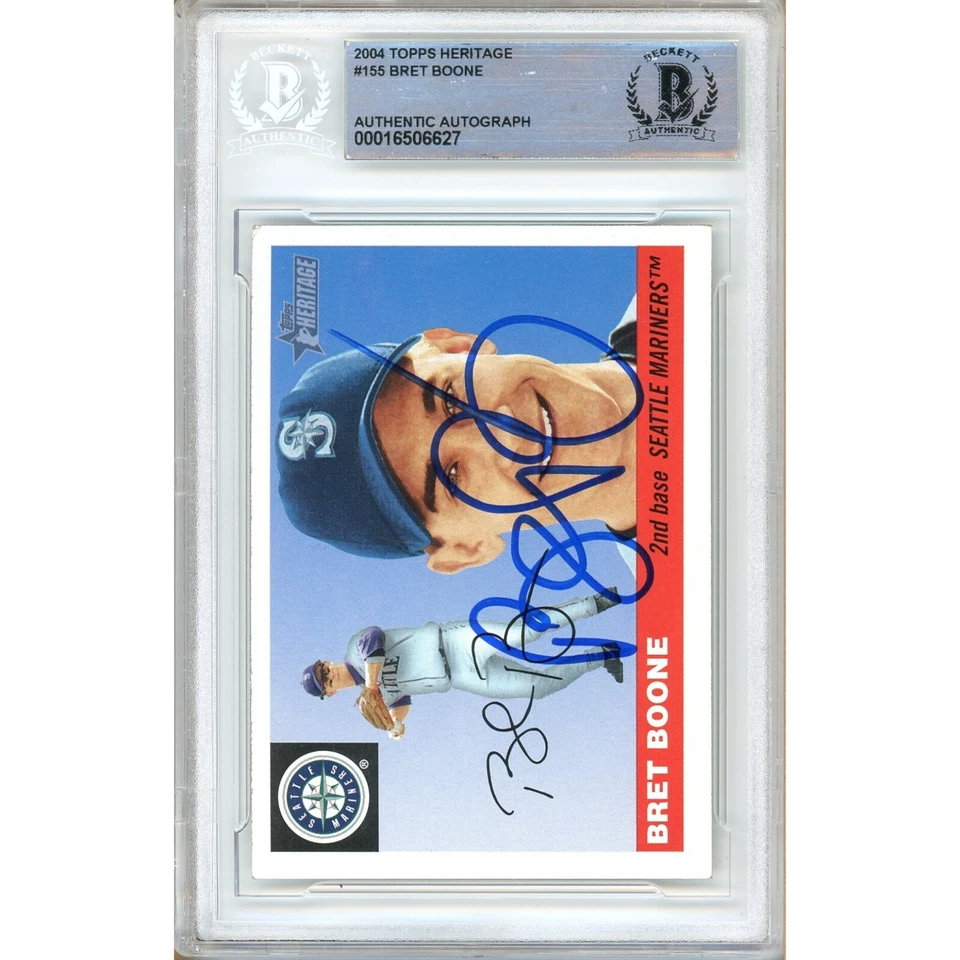 Bret Boone Signed 2004 Topps Heritage #155 Beckett BAS Slabbed Mariners MLB Auto - Image 2 of 4