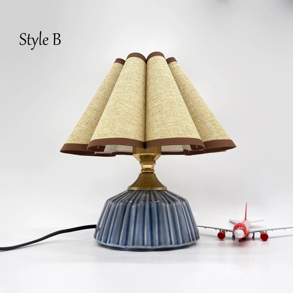 Abajur de mesa artesanal de cerâmica com abajur de tecido - Abajur de mesa para decoração - Imagem 2 de 4