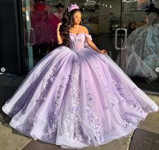 Lavender Quinceanera Dresses with Bow Princess Sweet 16 Glitter Party Ball Gowns