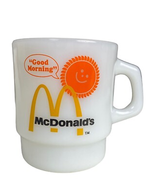 2 Vtg Fire King McDonalds Mug Good Morning Coffee Cup Anchor