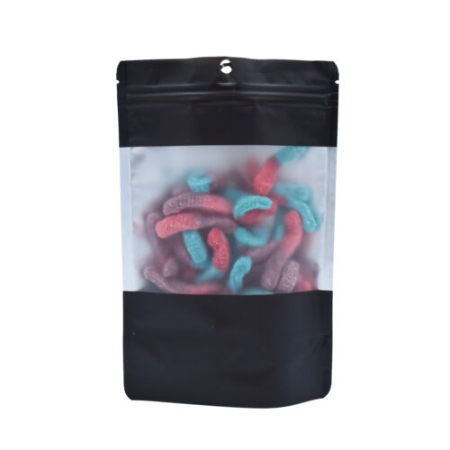 100 Matte Colored Large Clear Window Stand Up Resealable Food Packaging Bags - Picture 5 of 12