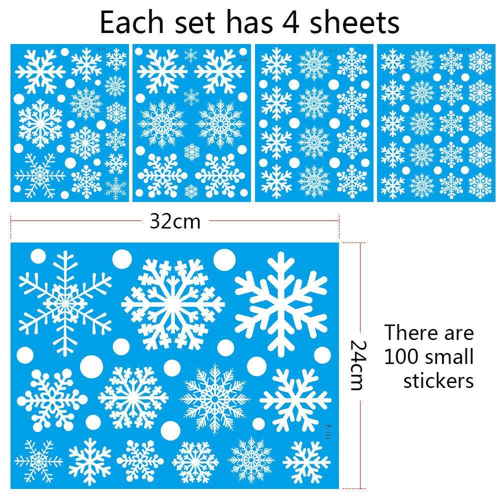 Xmas Wall Art Shopwindow Ornament Snowflake Decals Christmas Window