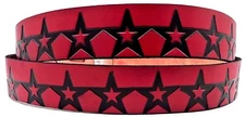 RED STARS EMBOSSED GENUINE COWHIDE LEATHER BELT USA MADE