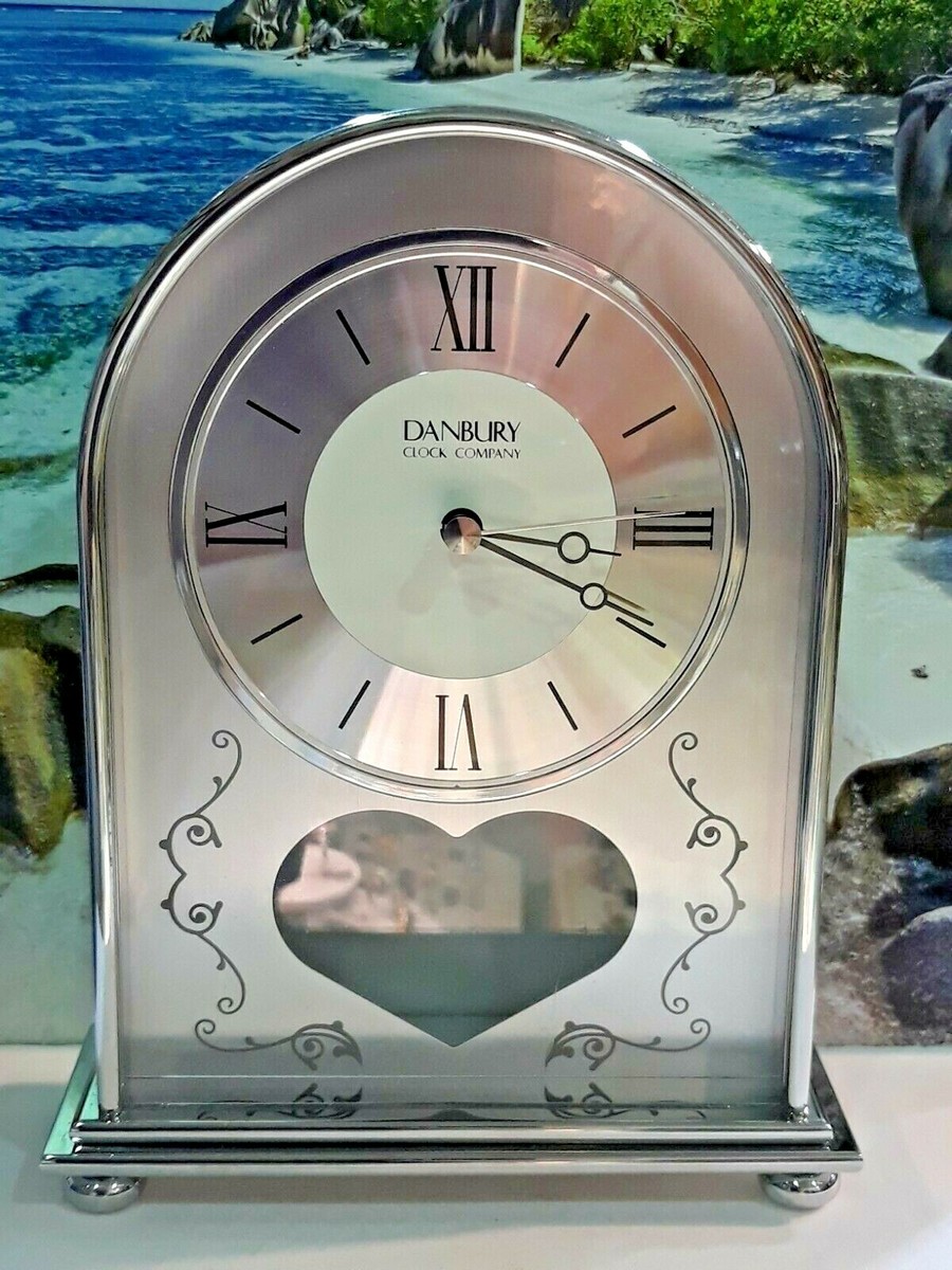 Danbury Mantel Desk Table Silver Tone and Glass Quartz Clock | eBay