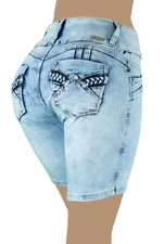 High Waist Stretch Push-Up Colombian Style Levanta Cola Bermuda Shorts LA-848B