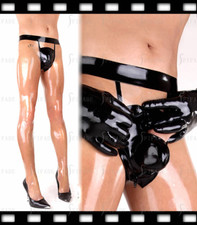 Latex Men's Leggings Crotch Long Zip Cover with 2 Sheath Customized 0.4mm E20