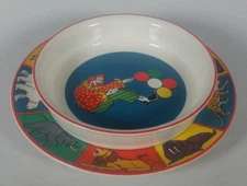 International China Co. “Barnum’s Animals” Child's Plate and Bowl Nabisco Japan