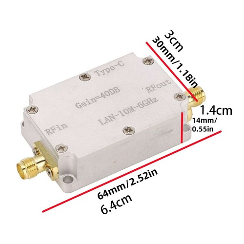 Amplifier 40DB Gain 10M To 6GHz Transmission LNA RF Preamplifier For FM GPS - Zdjęcie 12 z 13
