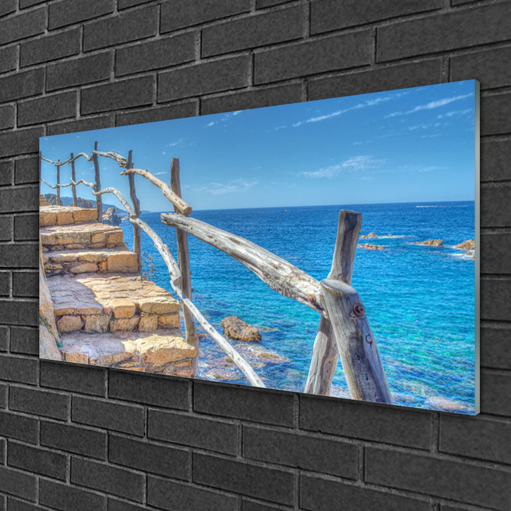 Tableau mer acrylique 100x50 cm pour illuminer un mur sombre sans verrière