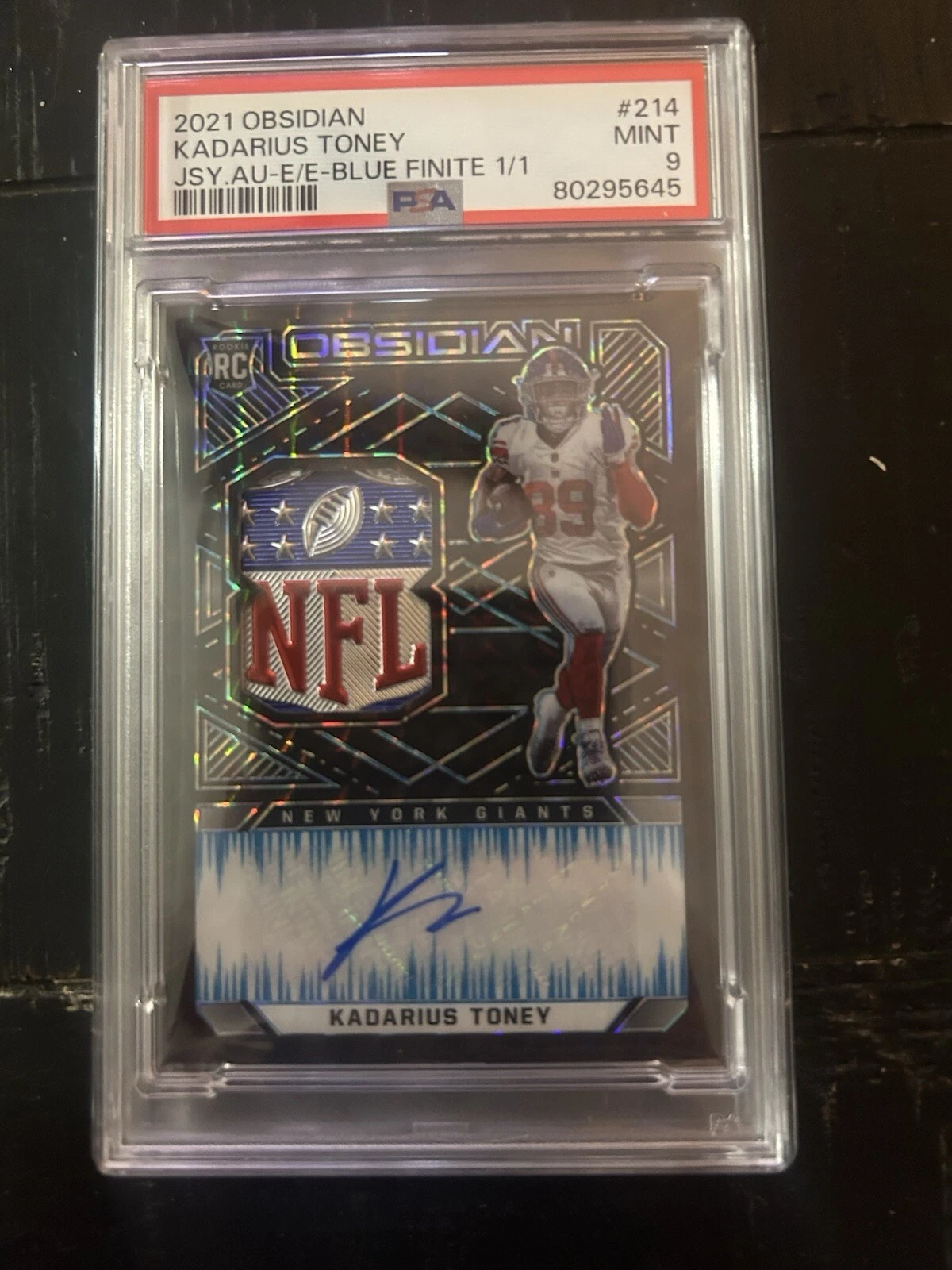 Kadarius Toney Panini Obsidian #214 Jersey Autograph-Electric Etch-Blue Finite 1/1