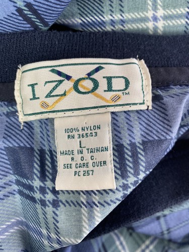 VTG IZOD Golf Men's Large Tartan Plaid Pullover Windbreaker EUC - Picture 6 of 6