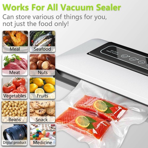 4 Mil Universal Vacuum Sealer Bags Rolls Embossed Food Saver Storage Seal Bag US - Picture 3 of 31