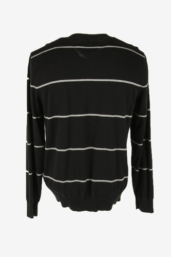 Suéter Tommy Hilfiger Vintage a Rayas Cuello en V Años 90 Negro Talla L - IL2757 - Imagen 3 de 4