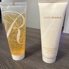 Avon Bath & Shower Gel Rare Pearls 3.4 Oz 2002 VTG & 3.4 Oz Body Lotion New