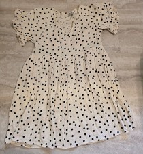 Madewill Women's Dress Size Small Polka Dot Black And White/Ivory Cotton