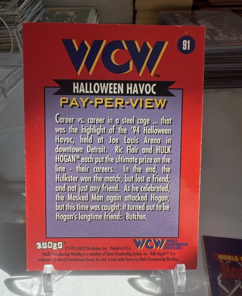 1995 CARDZ WCW Main Event Pay-Per-View Hulk Hogan Ric Flair #91 - Image 2 of 2