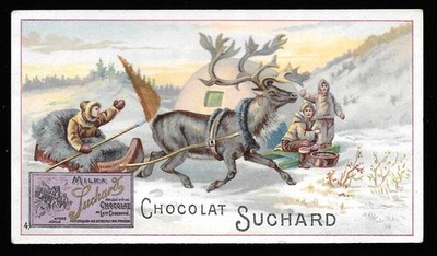 Schlittenschlitten Renne - Chromo Chocolat Suchard - Trade Card