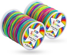 2 Rolls of Rainbow Elastic String for Bracelets, 200m Stretchy Colorful Threa...