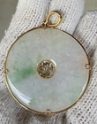 LARGE JADE 14k GOLD CHINESE disk donut PENDANT - 2 inches across — photo 4