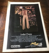 1978 Fortrel Ad - 70s Cool Guy at Bar Flirting - Vintage Magazine Fashion Ad