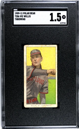 1909-11 T206 Polar Bear Vic Willis Throwing SGC 1.5