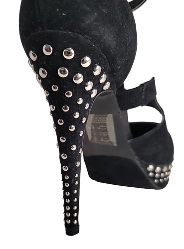 Shoedazzle Sparkle By Perez Hilton Black Suede Platform 5" Heel Stilettoes - Picture 7 of 8
