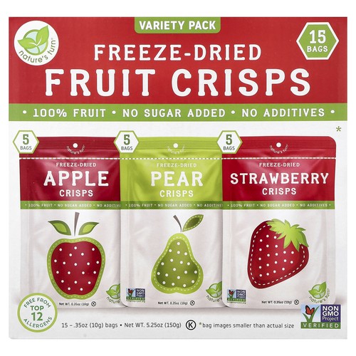 Freeze-Dried Fruit Crisps, Lunchbox Snack Variety Pack, 15 Bags, 0.35 oz (10 g)
