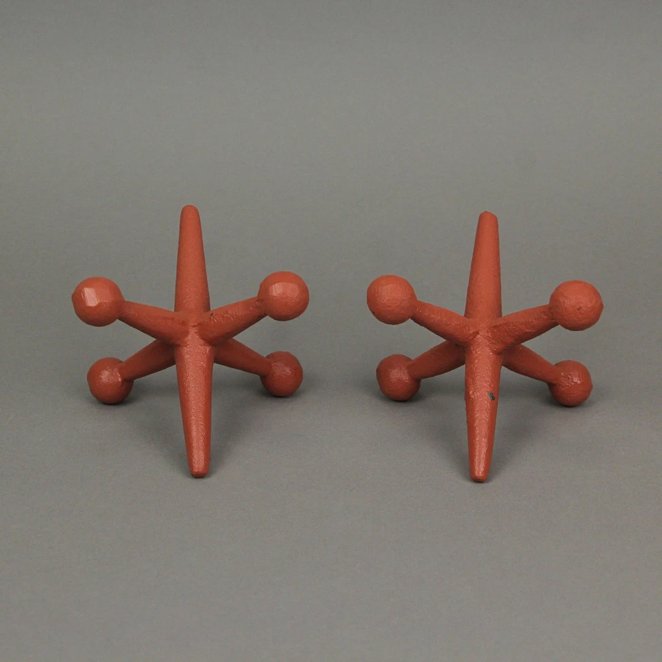 Sujetalibros Gato Gigante de Hierro Fundido Pintado Esmalte Naranja Decoración Escultura Decorativa Foto 4 de 4