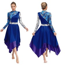 US Women Evening Gown Prom Dress Dancewear Cha Cha Tango Irregular Costume Party