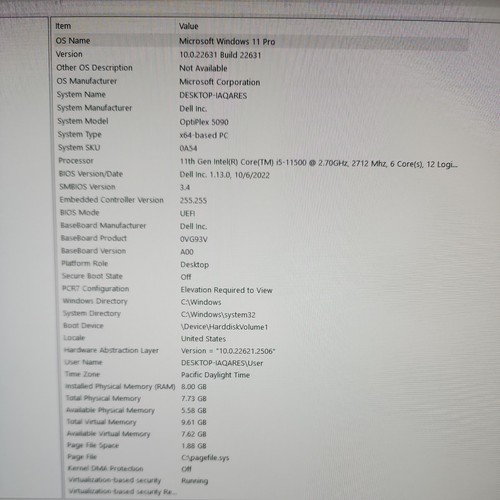 Dell OptiPlex 5090 i5-11500 8GB RAM 128GB NVMe 500GB HDD Dual NIC PCI Win 11 Pro - Picture 5 of 5